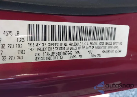 2013 Jeep Patriot Latitude z USA, uszkodzony, nr VIN 1C4NJRFB4DD165340